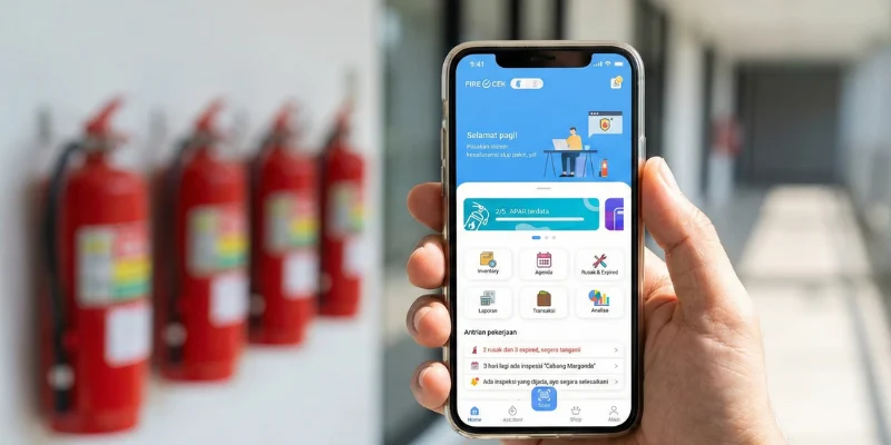 Manajemen alat pemadam kebakaran lewat smartphone.