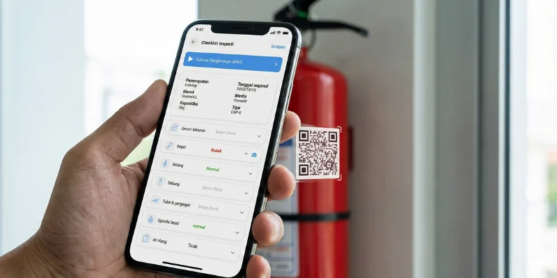 Monitoring alat pemadam api ringan lewat aplikasi.
