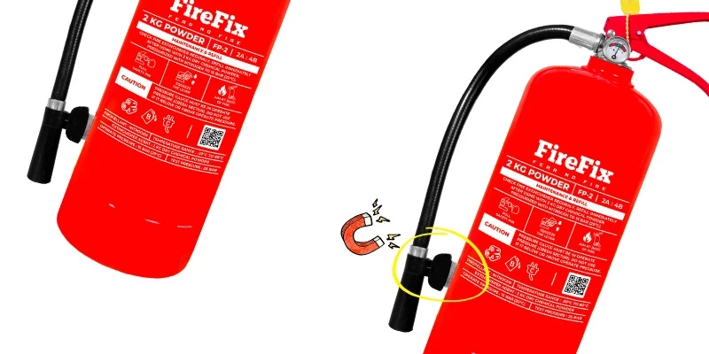 Fitur magnetic nozzle pemadam api ringan.