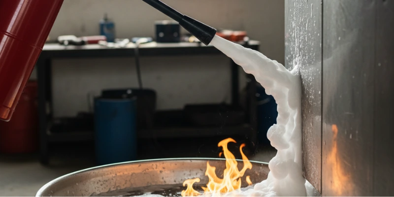 Penggunaan APAR foam.
