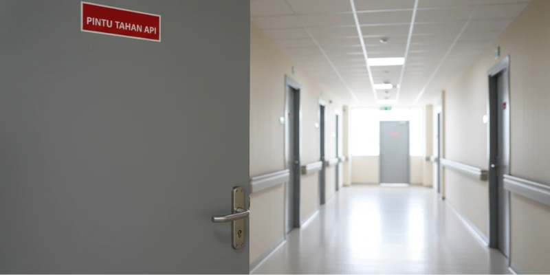 Alat proteksi kebakaran pasif pintu api.