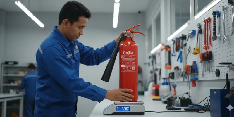 Penimbangan media APAR CO2. 