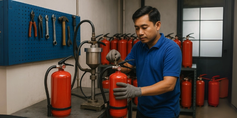Isi ulang alat pemadam api ringan firefix.